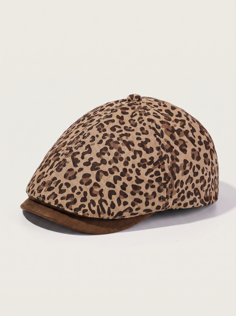 Leopard Print Newsboy Cap