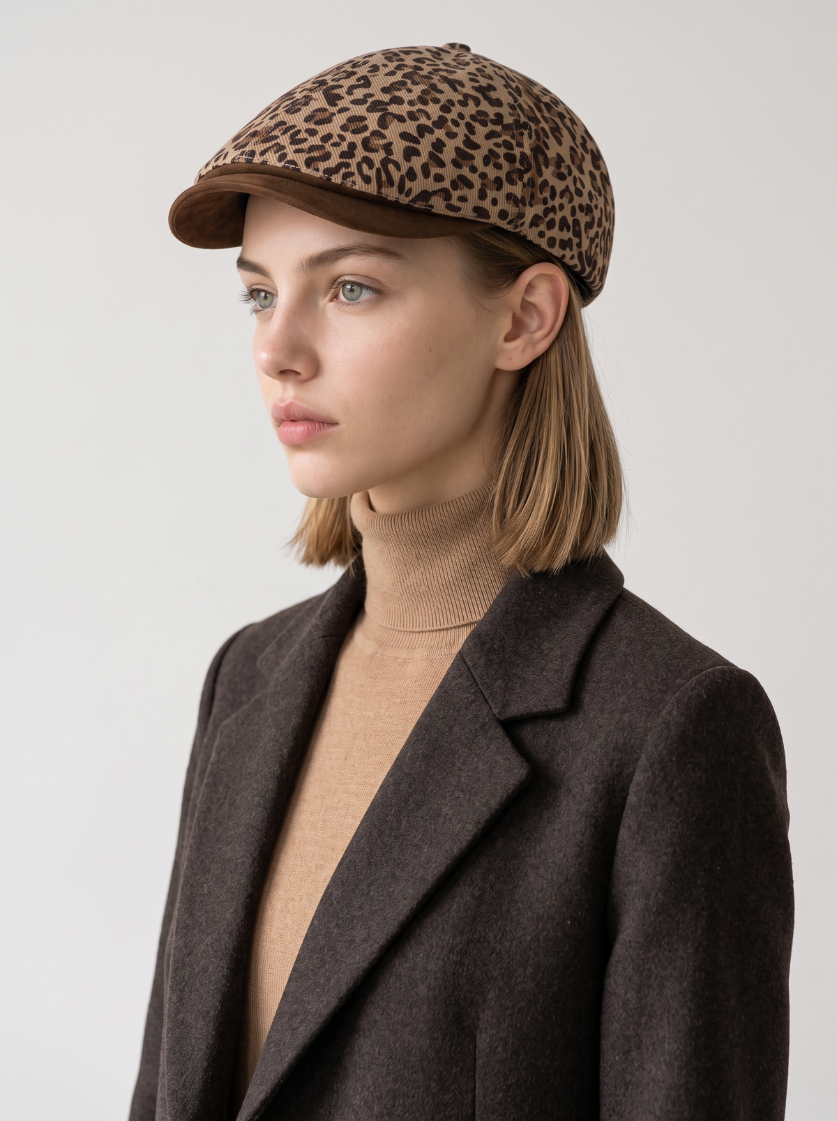 Leopard Print Newsboy Cap