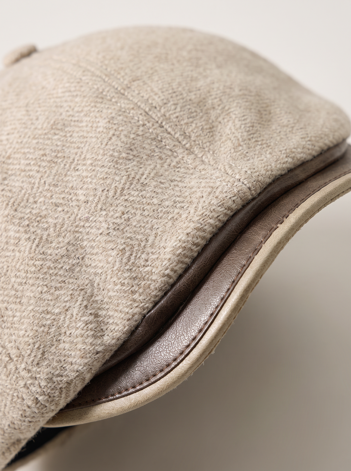 Herringbone Wool-Blend Newsboy Cap