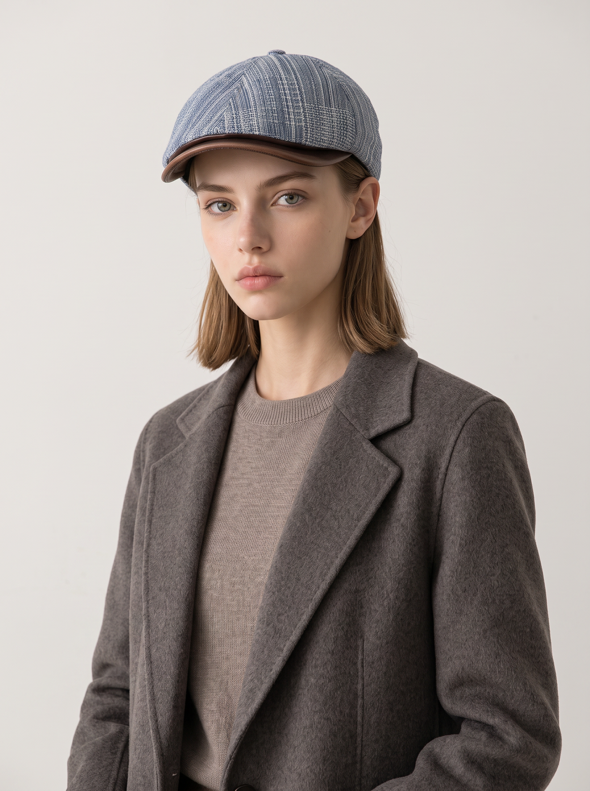 Tweed Stripe Newsboy Cap