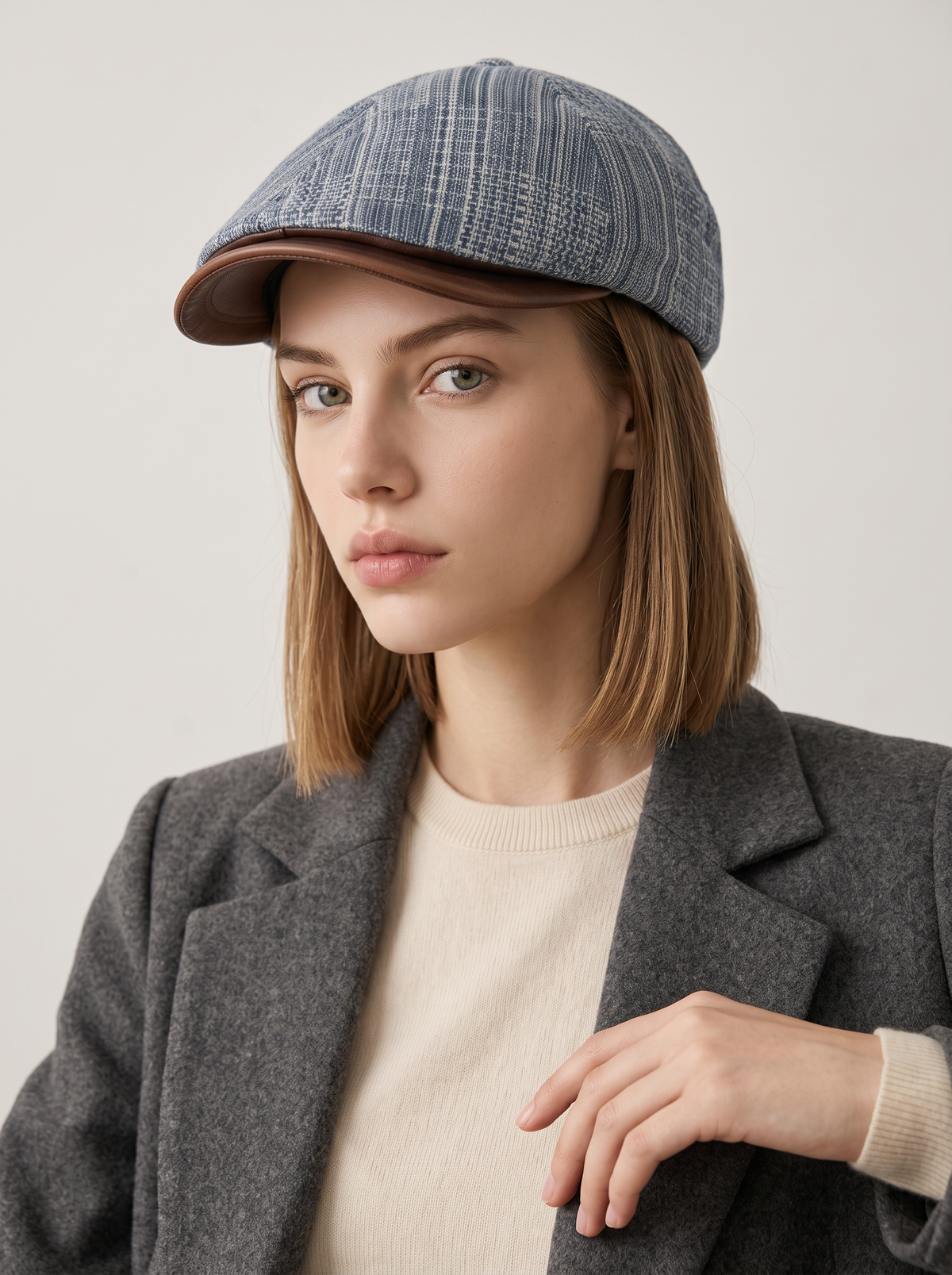 Tweed Stripe Newsboy Cap