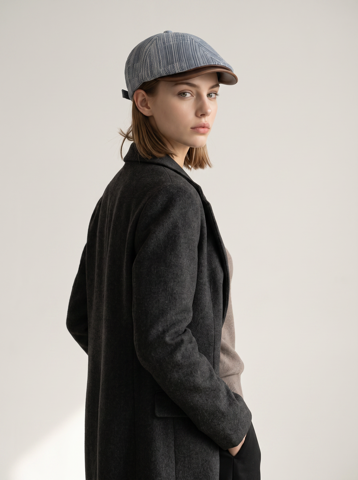 Tweed Stripe Newsboy Cap