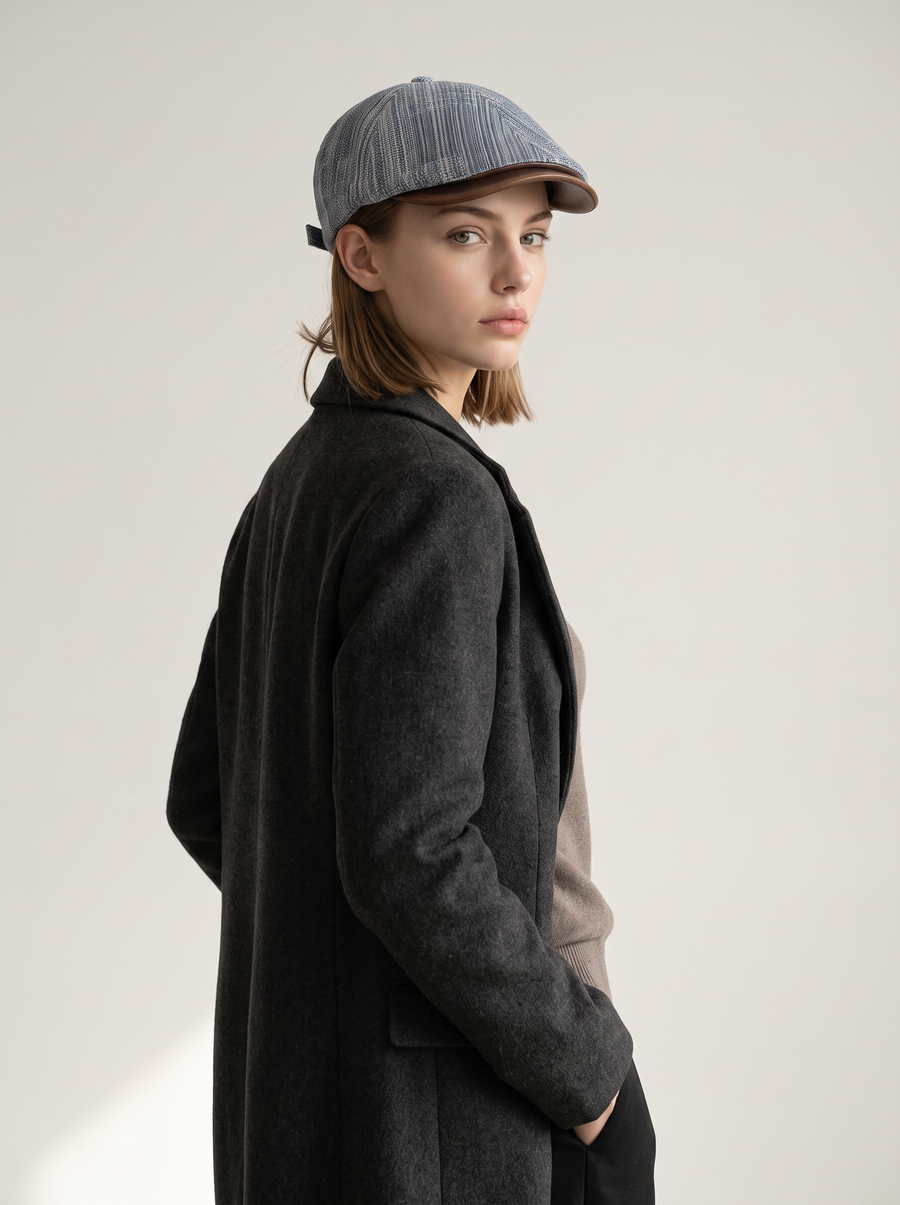 Tweed Stripe Newsboy Cap