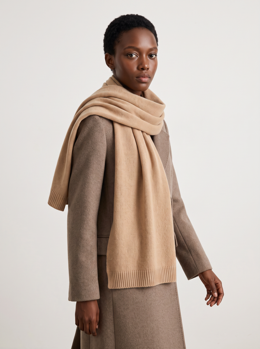 Painterly Colour 100% Wool Knit Scarf