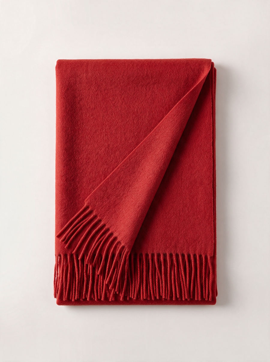 100% Australian Wool Fringed Scarf — Long Solid Wrap