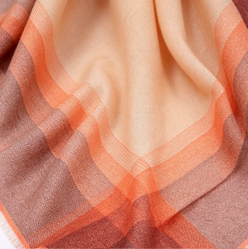 100% Cashmere Square Scarf | Yarn-Dyed Fine Check