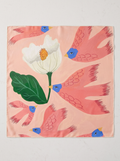 "Pink Flutter" Floral Bird 100% Mulberry Silk Scarf