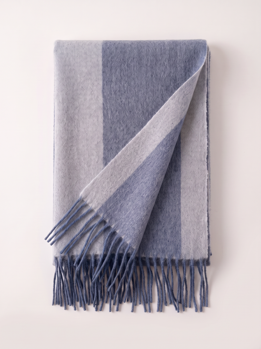 "Nordic Contrast" Color-Block 100% Australian Wool Scarf