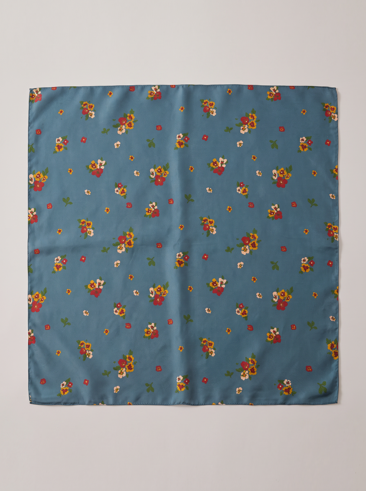 "Vintage Pansy" Floral 100% Mulberry Silk Scarf