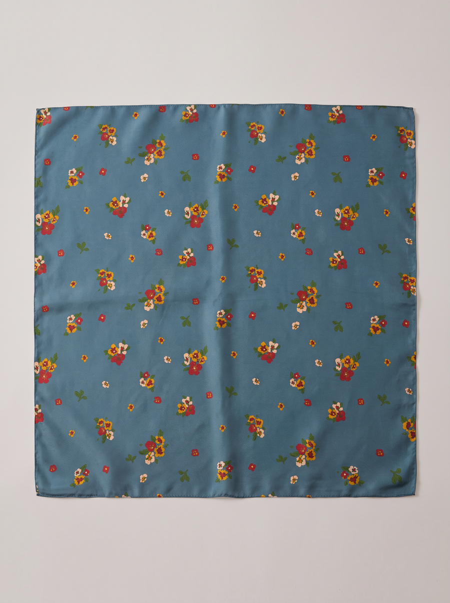"Vintage Pansy" Floral 100% Mulberry Silk Scarf