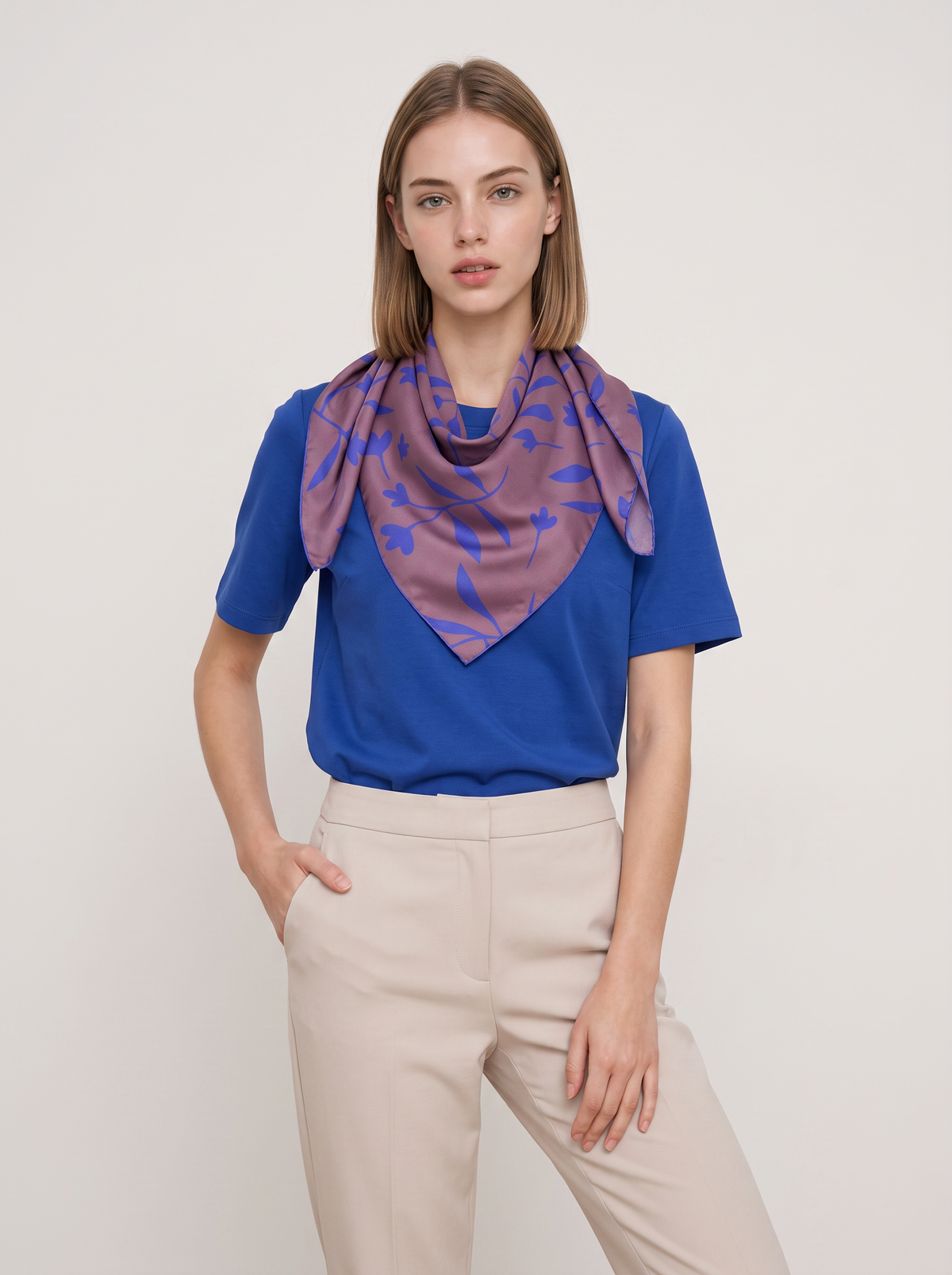 "Morning Dew" Floral 100% Mulberry Silk Scarf