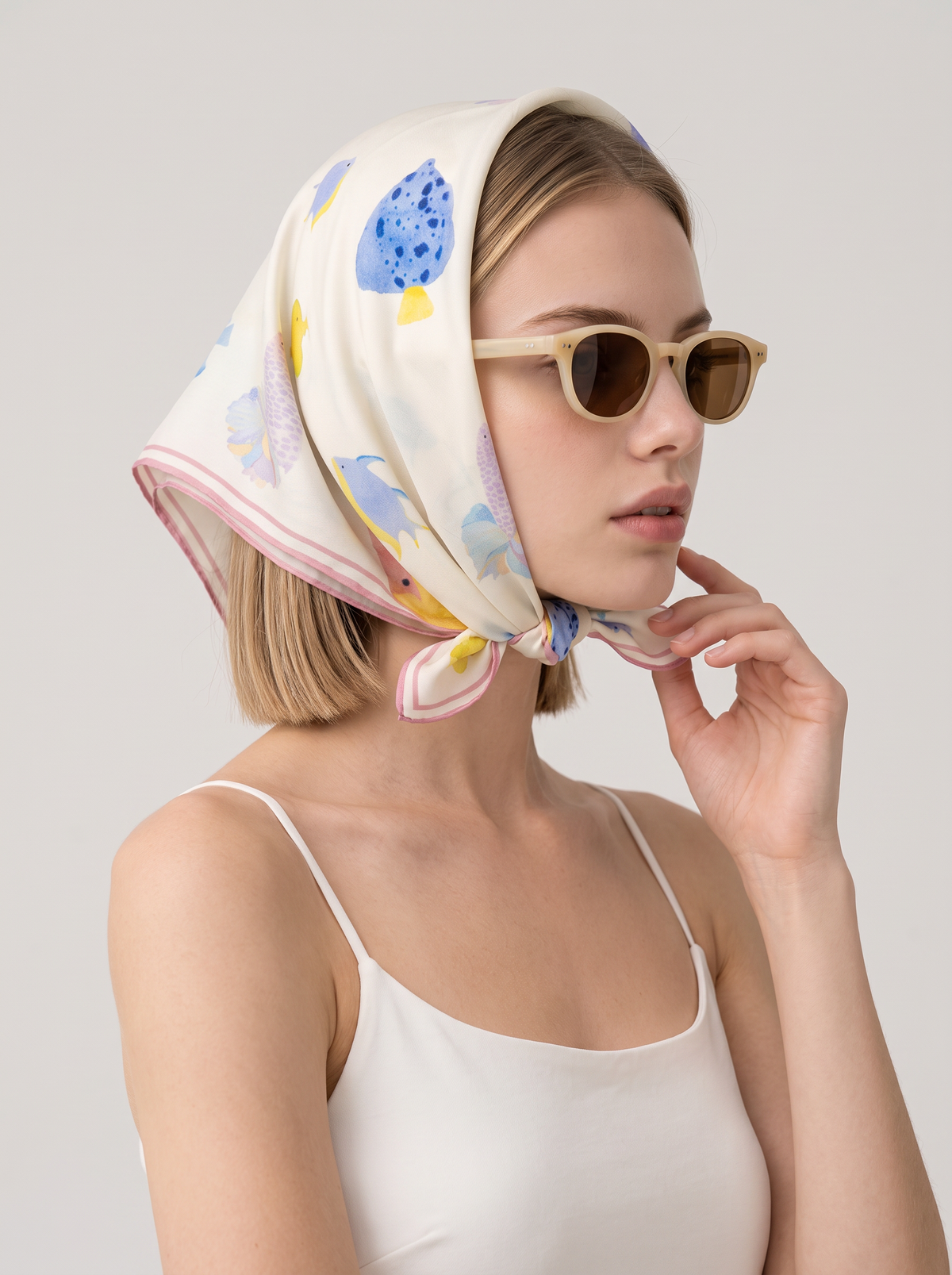 "Dreamy Seabed" Ocean 100% Mulberry Silk Scarf