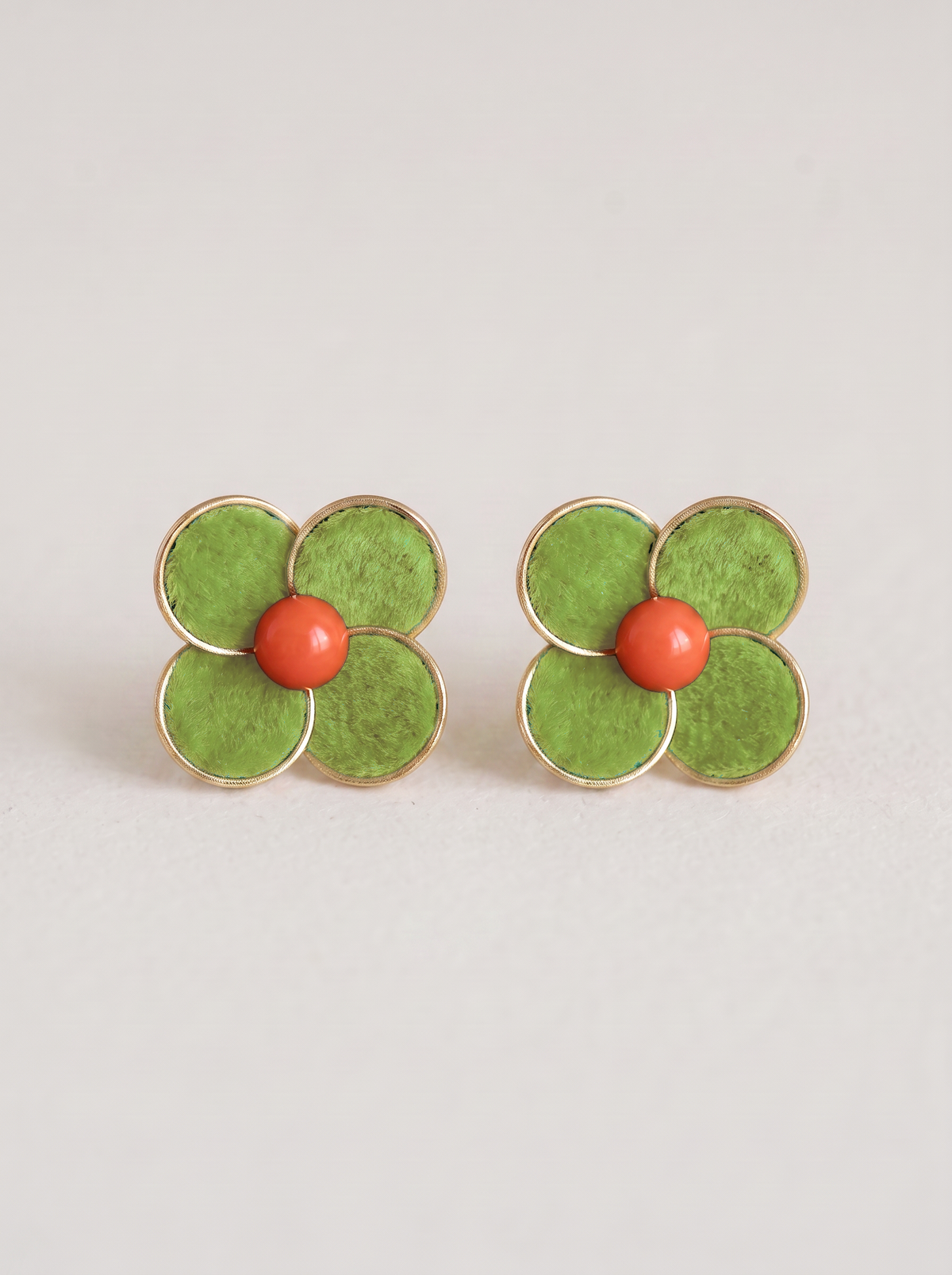 Silk Velvet Flower Stud Earrings — Handmade Ronghua Blossom