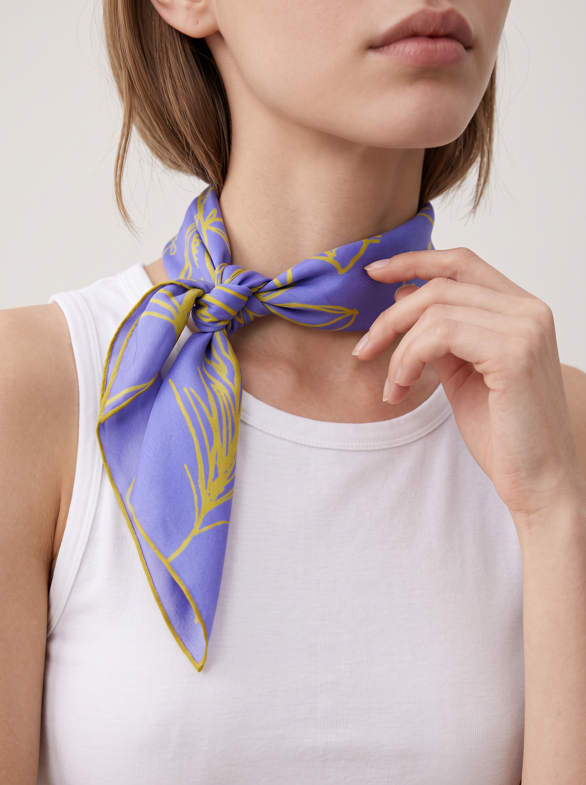 "Twilight Violet" Botanical 100% Mulberry Silk Scarf