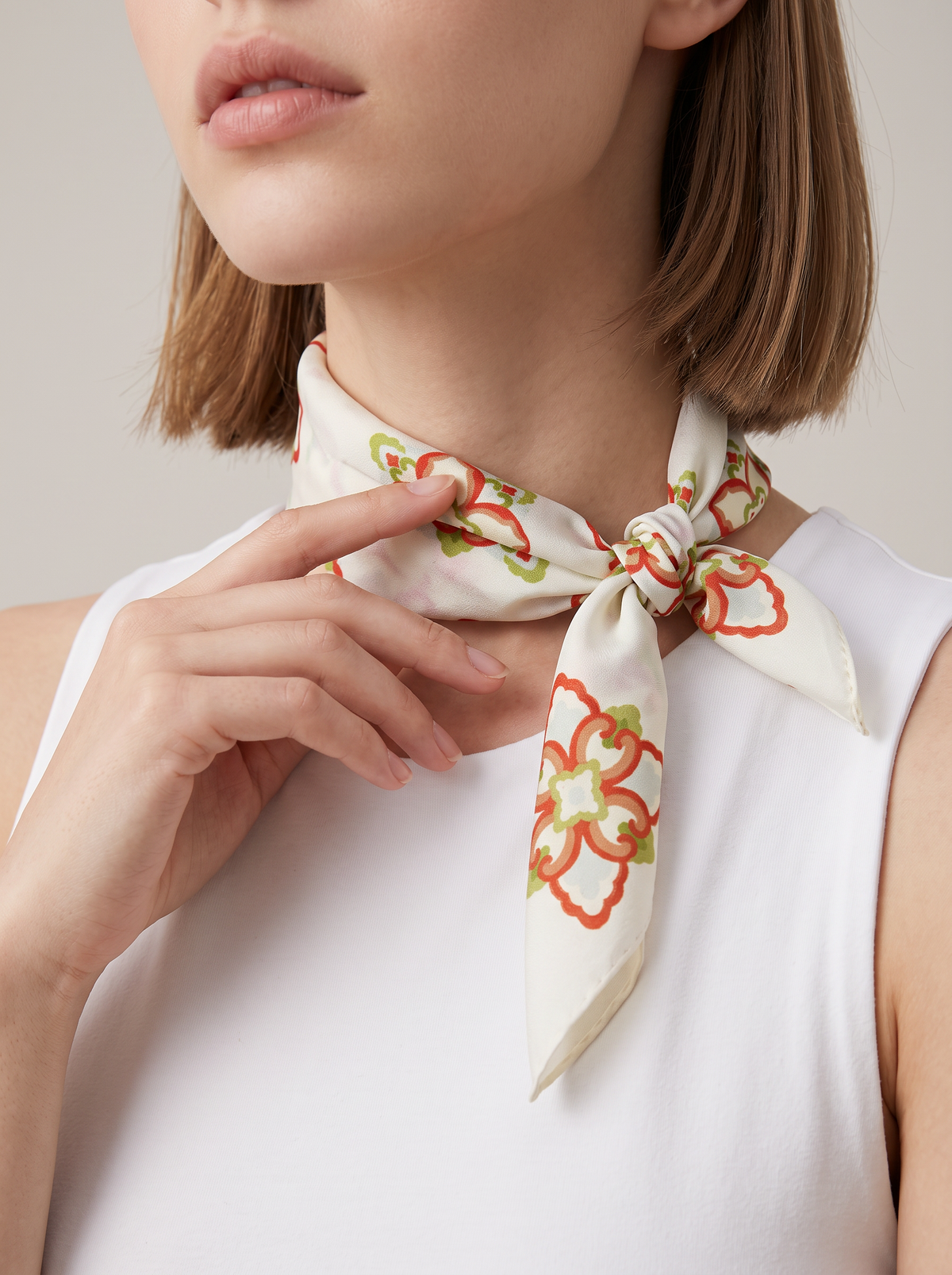 "Oriental Blossom" Floral 100% Mulberry Silk Scarf