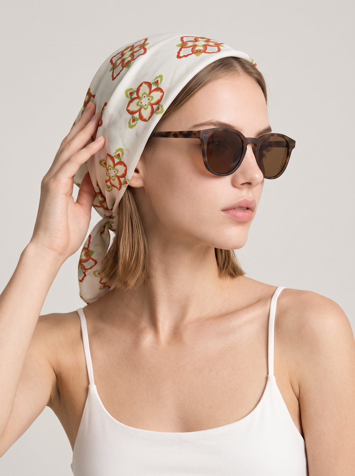 "Oriental Blossom" Floral 100% Mulberry Silk Scarf