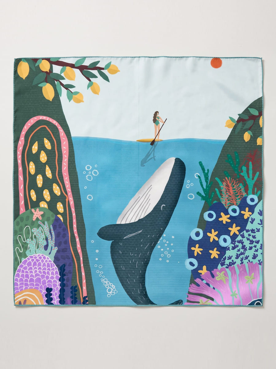 "Ocean Reverie" 100% Mulberry Silk Scarf