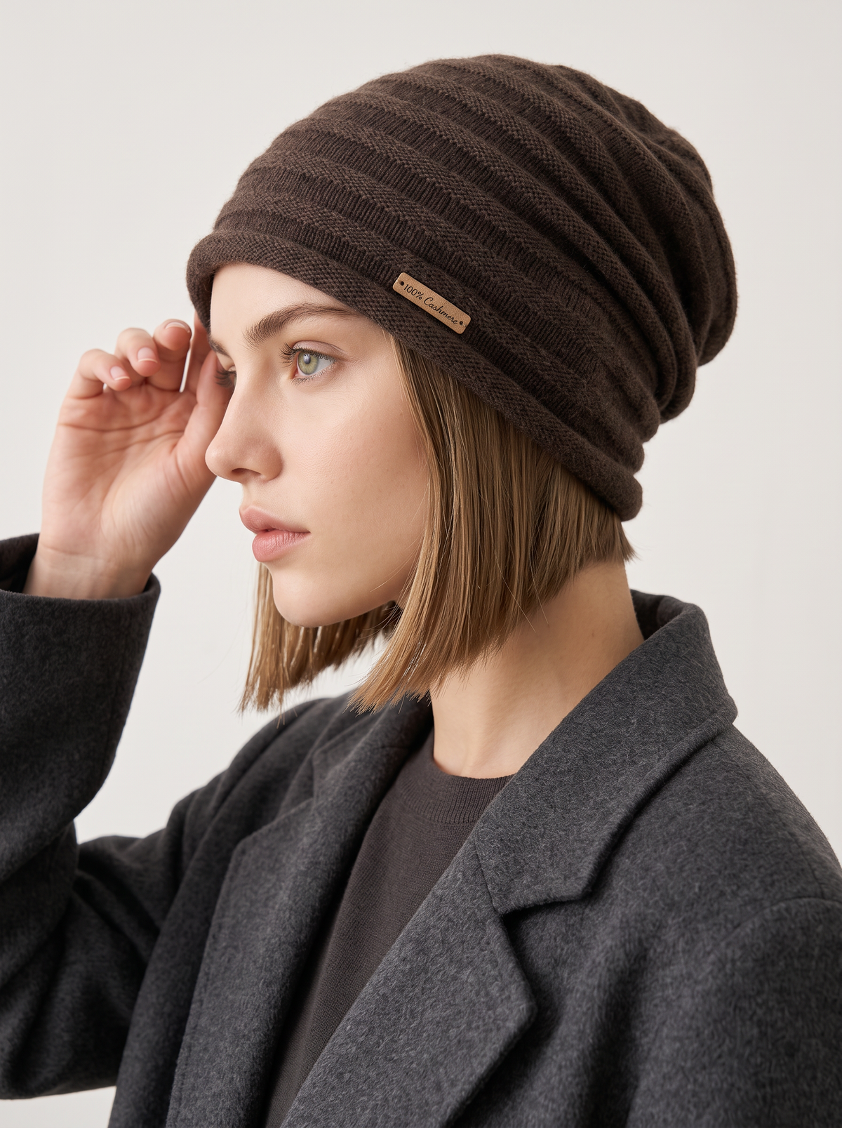 "Alpine Comfort" 100% Cashmere Ribbed Beanie
