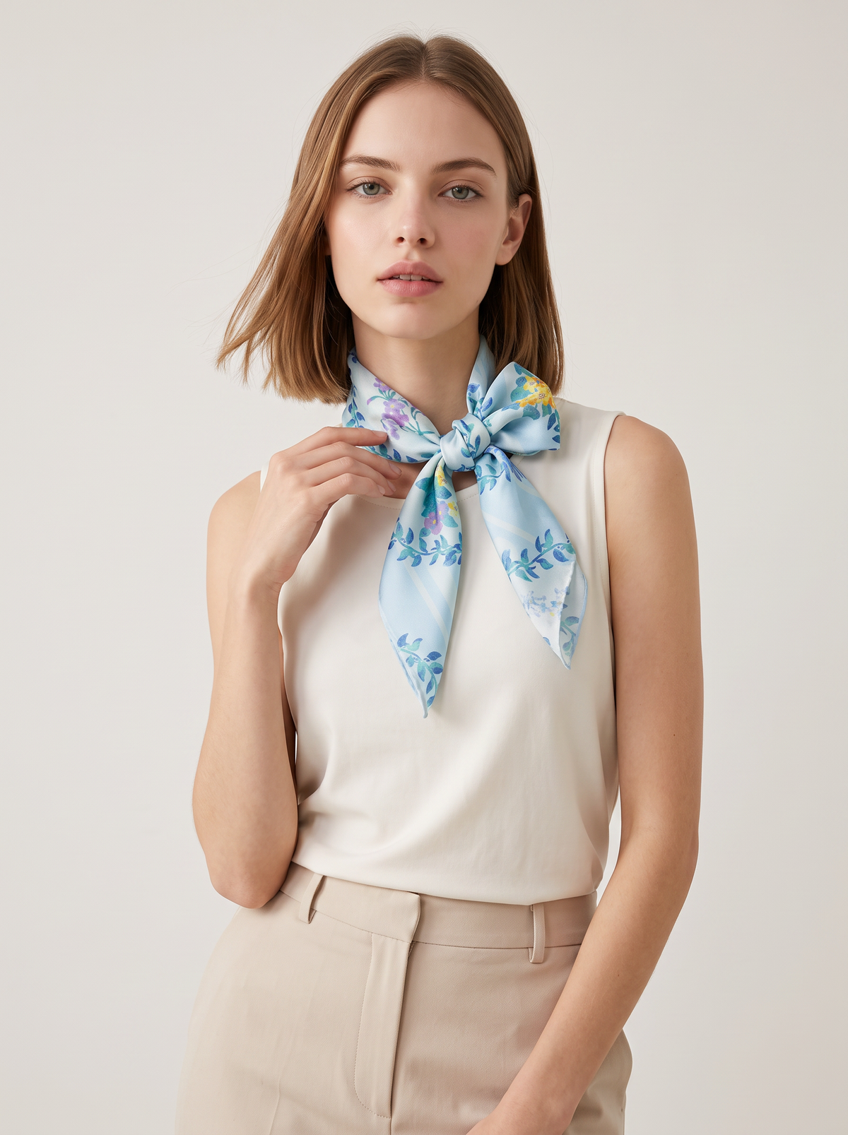 "Silk Bouquet" Floral 100% Mulberry Silk Scarf