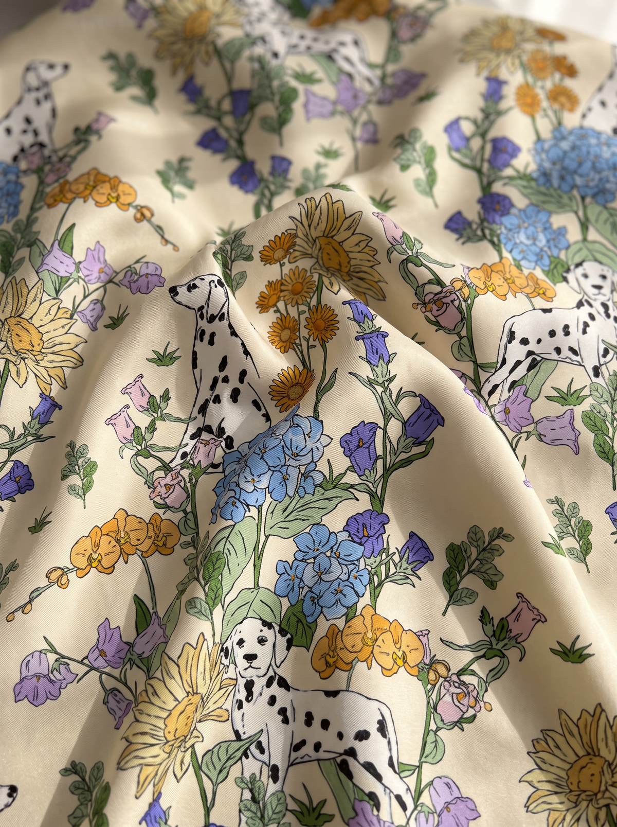 "Floral Reverie" Hand-Painted 100% Mulberry Silk Triangle Scarf