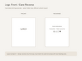 Print layout: brand name front, care and content reverse.