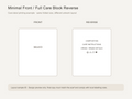 Print layout: minimal front, full care block reverse.