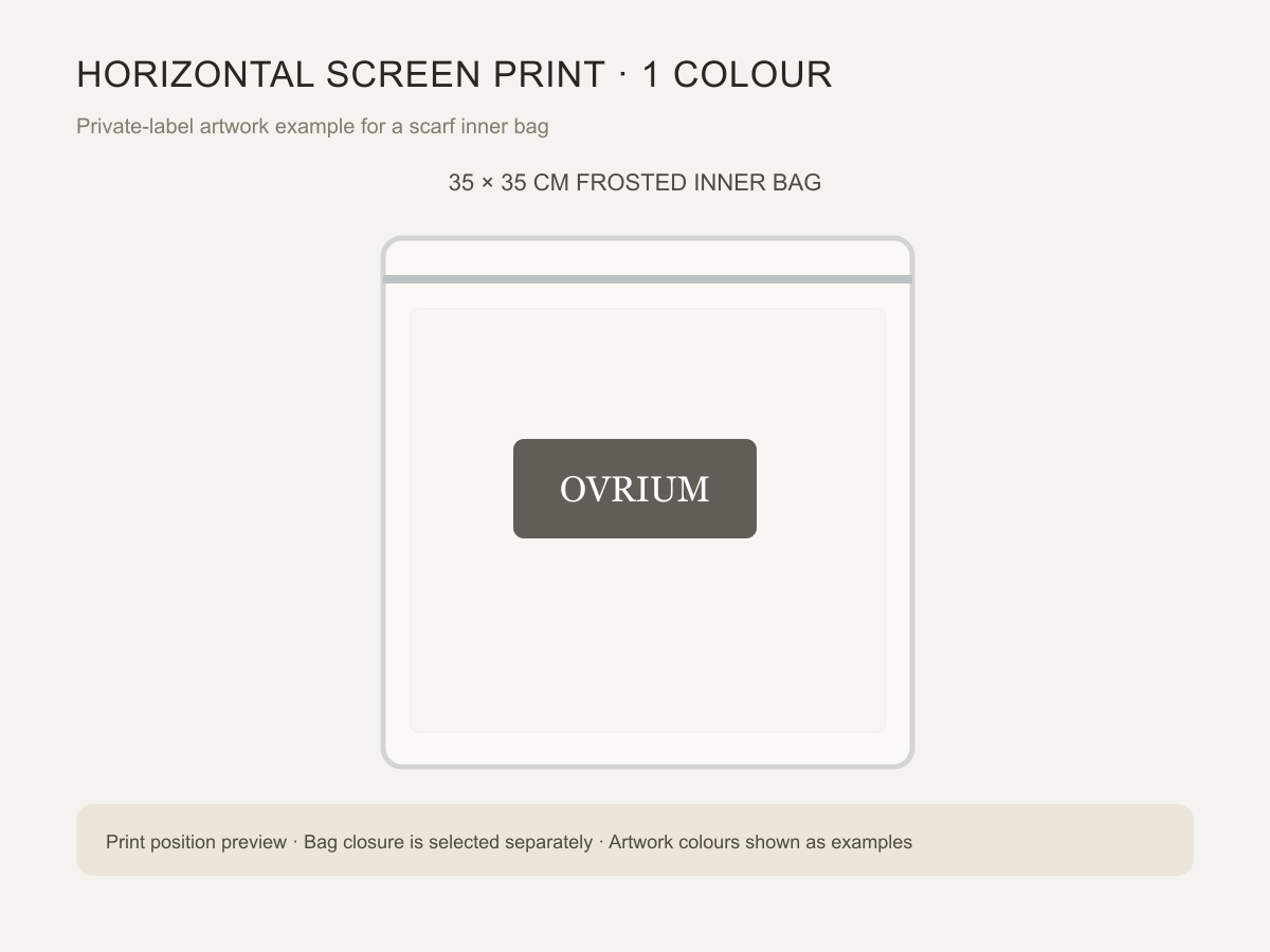Horizontal one-colour screen print example.