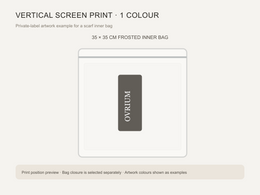Vertical one-colour screen print example.